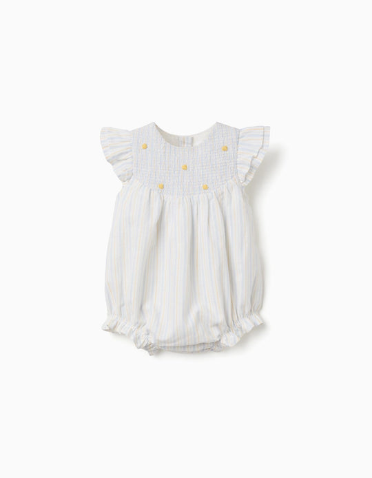 Striped Cotton Romper B&S For Newborn Girls White Yellow Blue