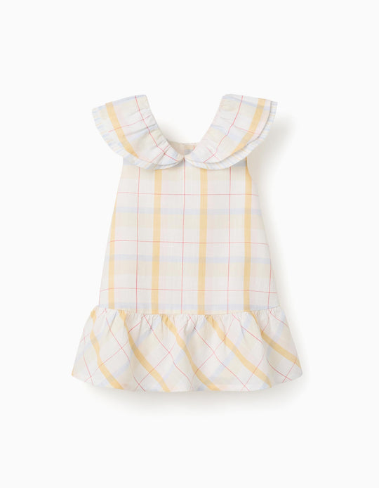 Checked Cotton DreWith Ruffles B&S For Baby Girls Multicolour