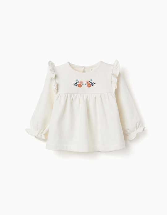 Fleece Sweatshirt For Baby Girls, White