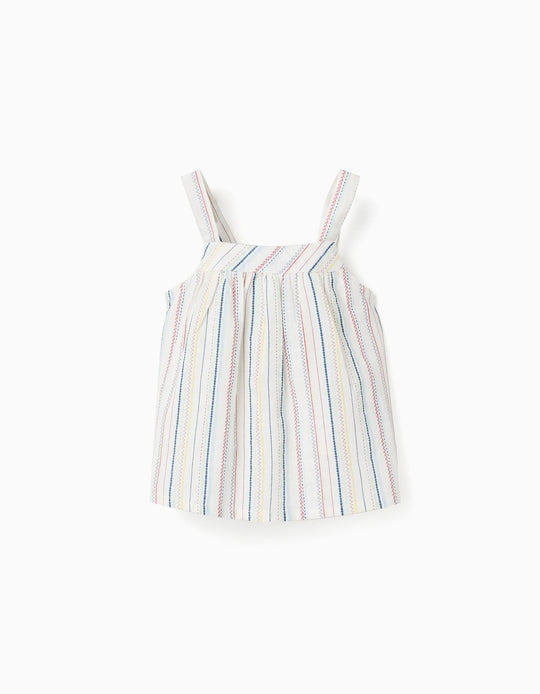 SleeveleCotton Top With Ethnic Stripes B&S For Baby Girls Multicolour