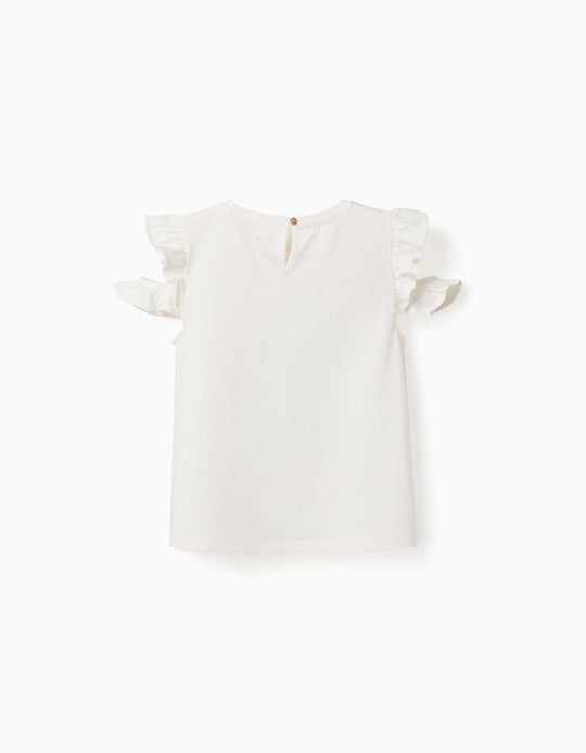 Cotton T-Shirt With Stitch & Scrump Print For Girls, Light Beige