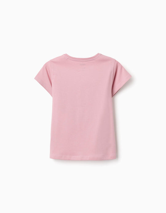 Cotton T-Shirt With Minnie Print For Girls, Pink