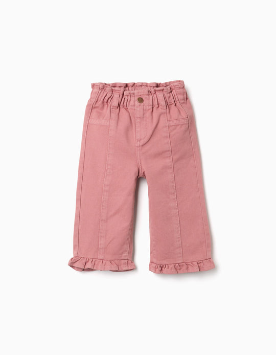 Twill Trousers For Baby Girls, Pink