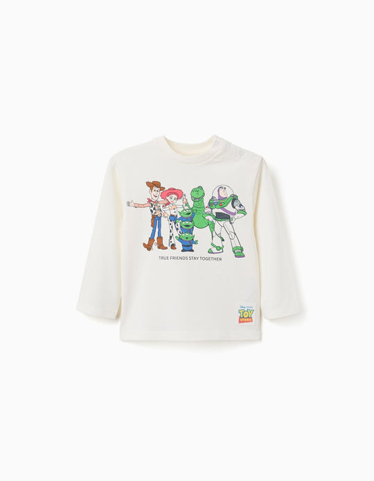 Long Sleeve Cotton T-shirt Toy Story For Babies And Boys, White