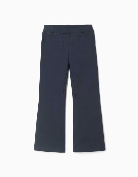 Flared Brushed Jeggings For Girls, Navy Blue