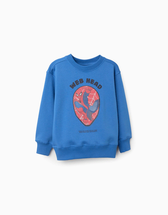 Brushed Sweatshirt With Spider Man Lenticular Print For Boys, Blue