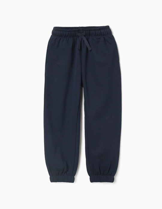 Fleece Joggers With Drawstring And Pockets For Girls, Dark Blue