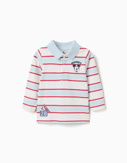 Striped Long Sleeve Polo Shirt Mickey For Babies And Boys, Multicolour