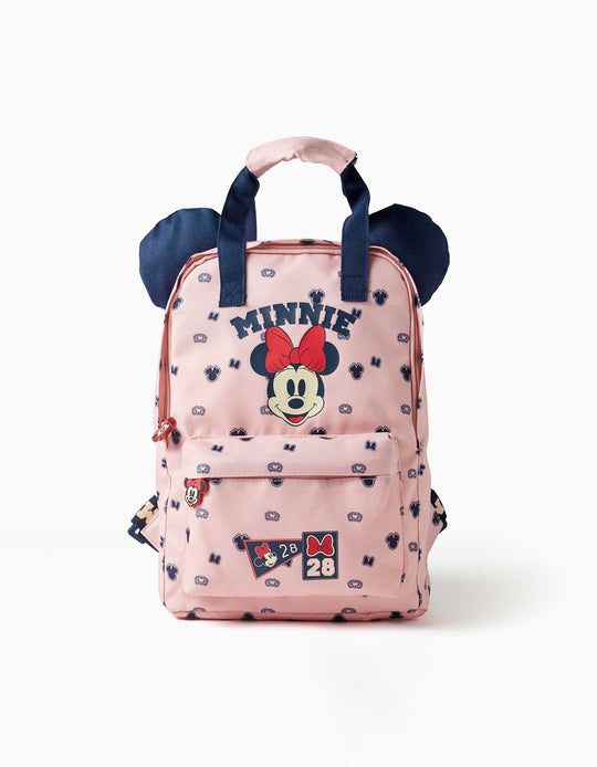 Backpack With Minnie Prints And 3D Ears For Baby Girls, Light Pink