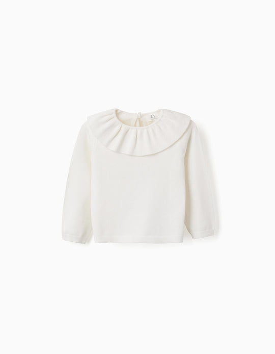 Sweater Knit Ruffle, White
