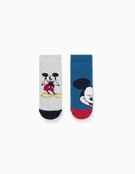 Pack Of 2 Non-slip Terry Socks With Mickey Print For Baby Boys, Multicolour