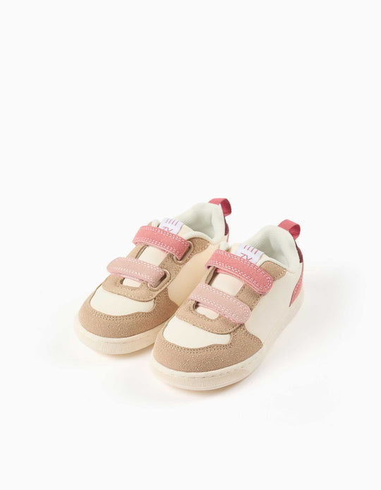 Dual-Fabric Zy Move Trainers For Baby Girls, Pink/Burgundy/Beige