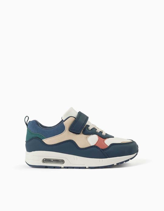 Multi-Fabric Trainers With Non-Slip Sole For Boys, Multicolour