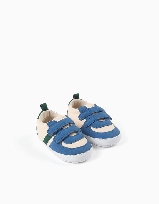 Pre-walker Trainers For Newborn Boys, Beige/blue/green
