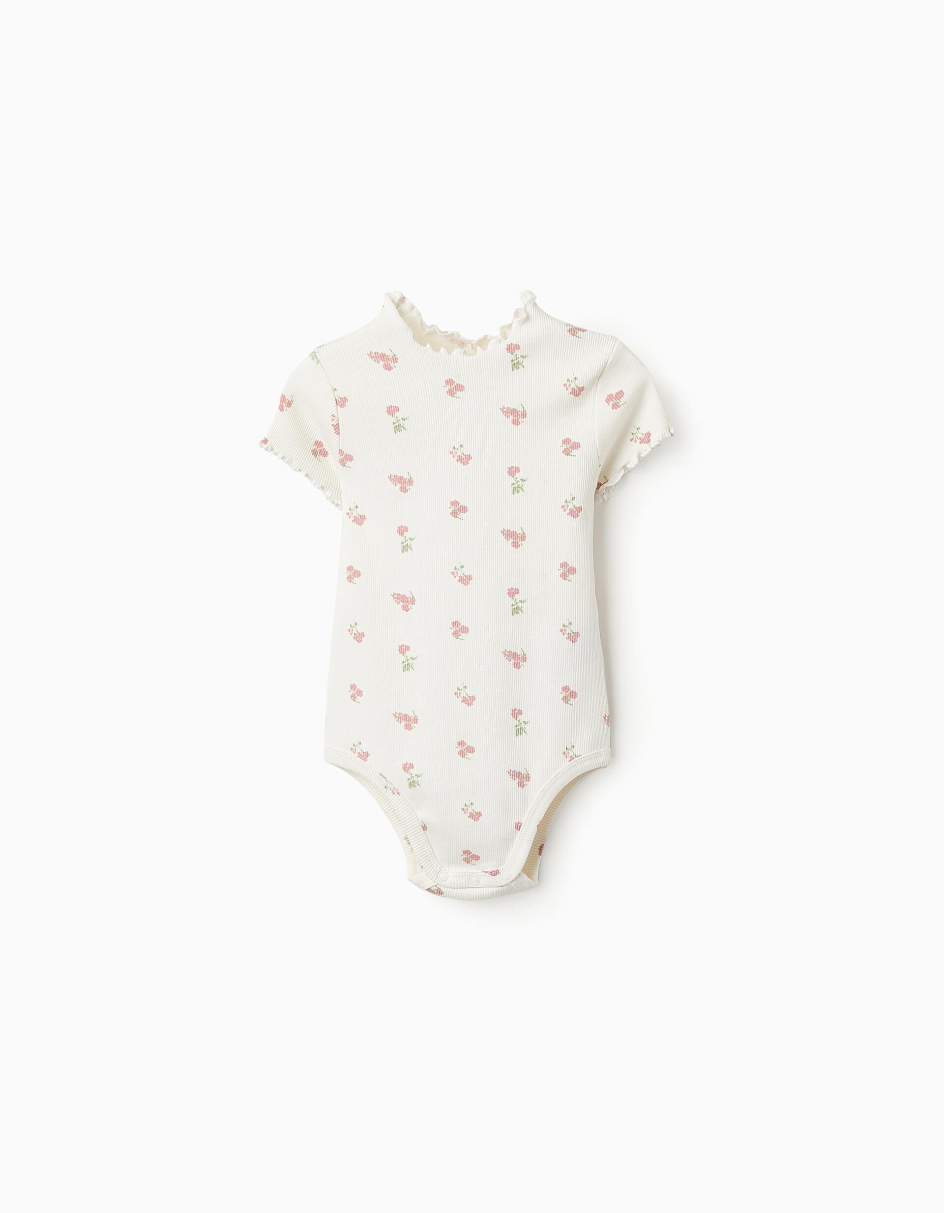 Ribbed Floral Bodysuit for Baby Girls White | Saudi Arabia