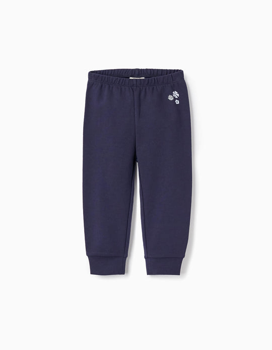 Brushed Joggers for Baby Girls, Dark Blue