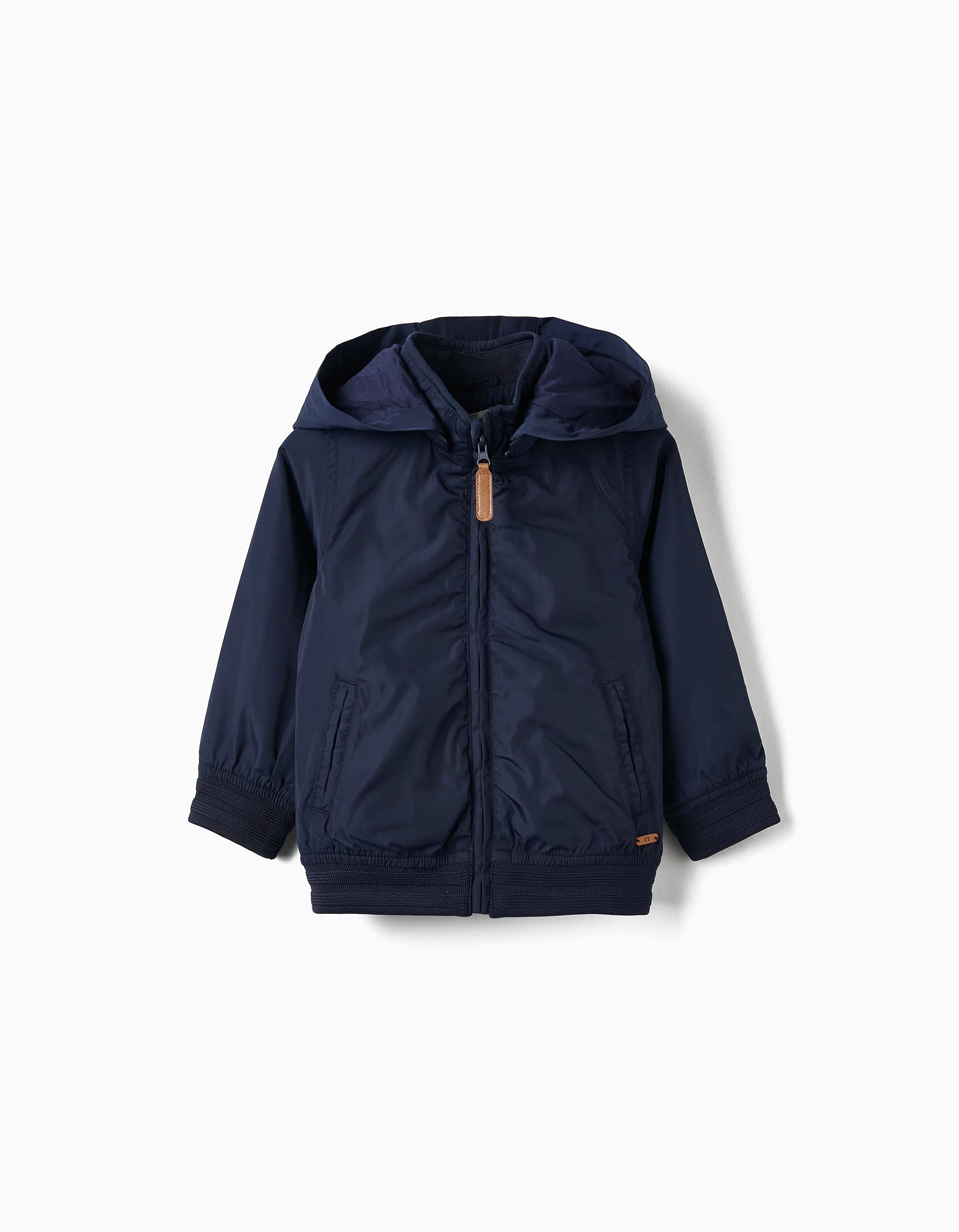 Hooded Jacket with Removable Hood for Baby Boy Dark Blue | Saudi Arabia