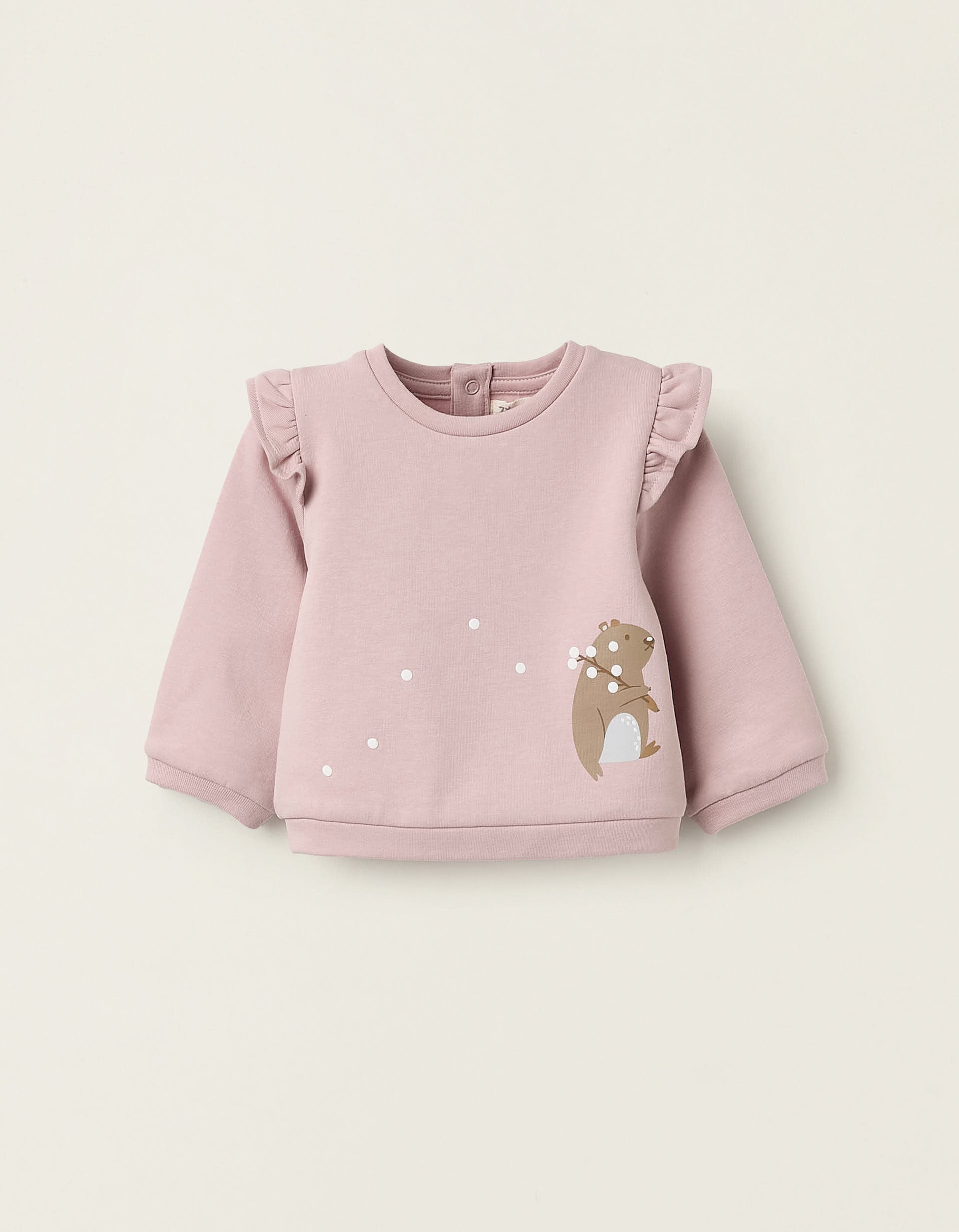 Fleece Sweatshirt with Ruffles for Newborn Girls Pink | Saudi Arabia