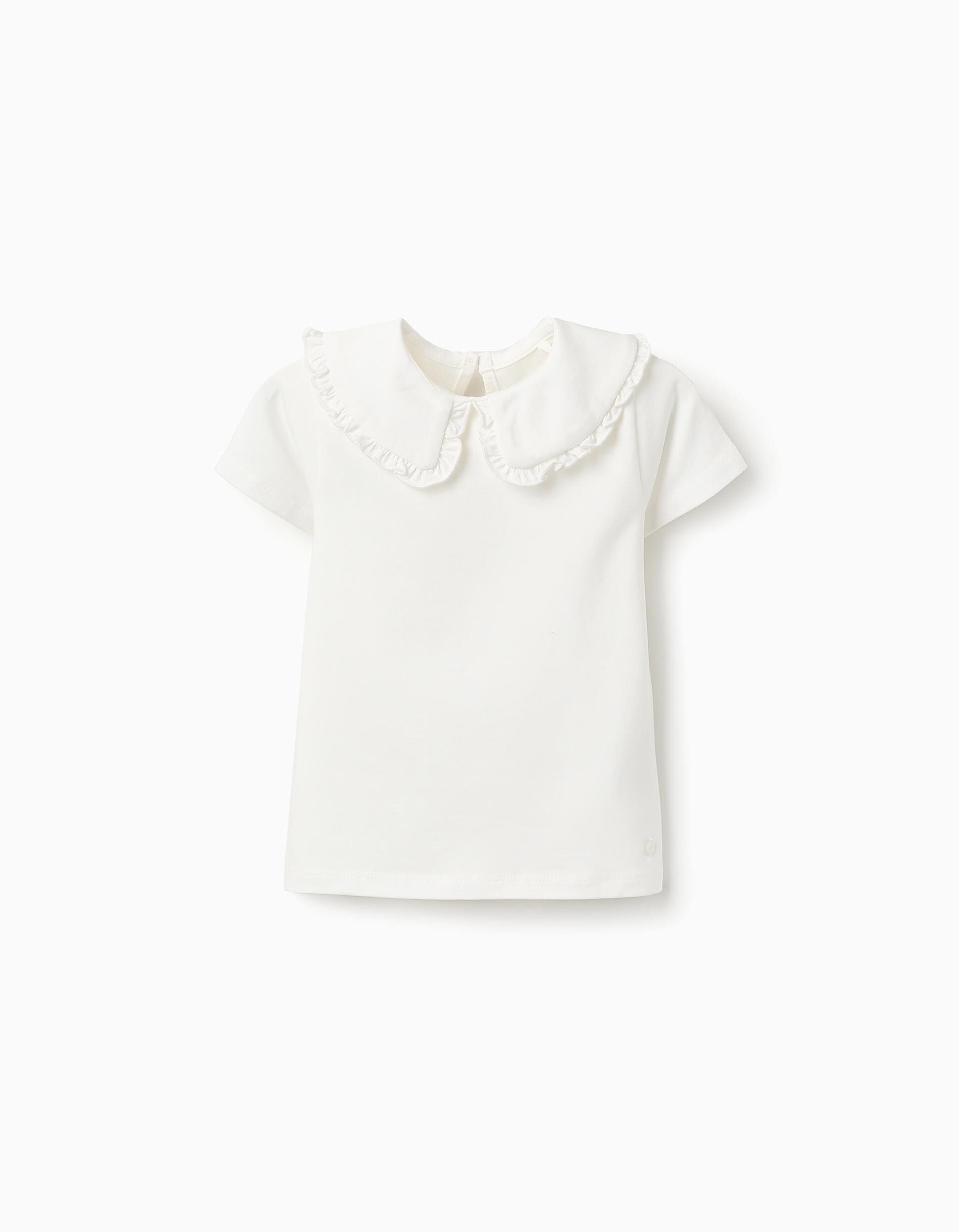 T-shirt with Peter Pan Collar for Baby Girls White | Saudi Arabia