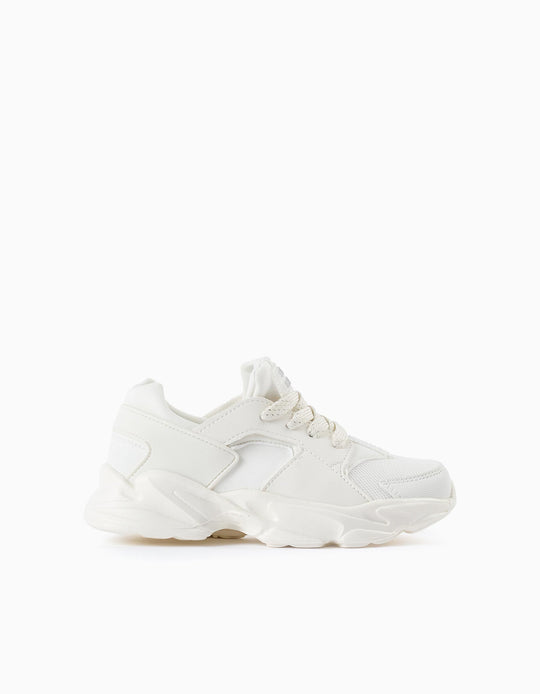 أحذية رياضية للفتيات "ZY سوبرلايت رانر"، أبيض/فضي