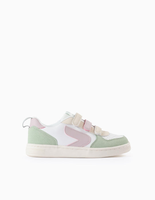 أحذية رياضية للفتيات "ZY موف"، أبيض/وردي/أخضر