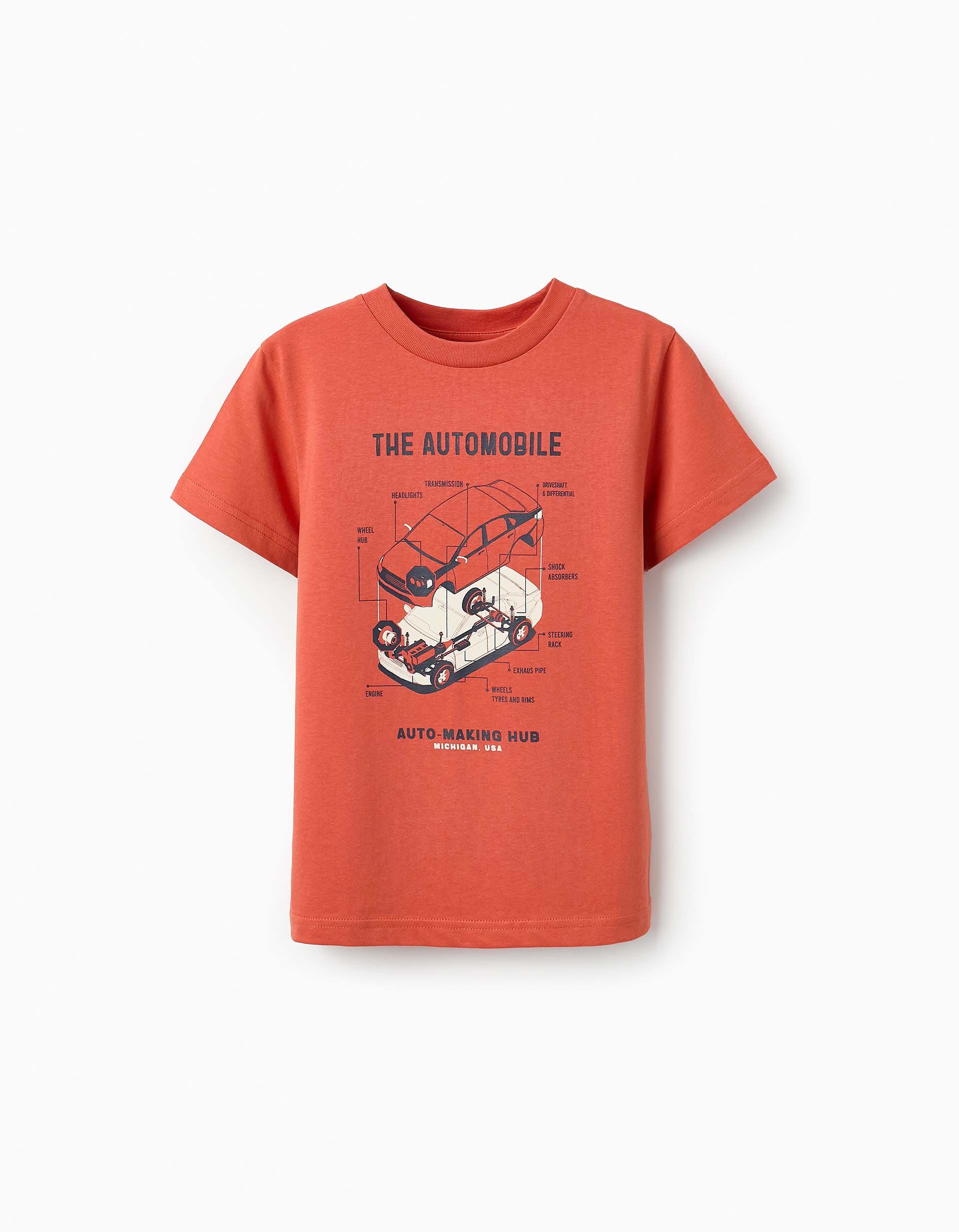 Cotton T-shirt for Boys 'Car' Orange | Saudi Arabia