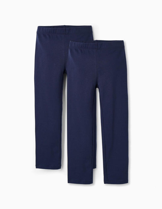 PACK OF 2 PAIRS OF LEGGINGS FOR GIRLS DARK BLUE