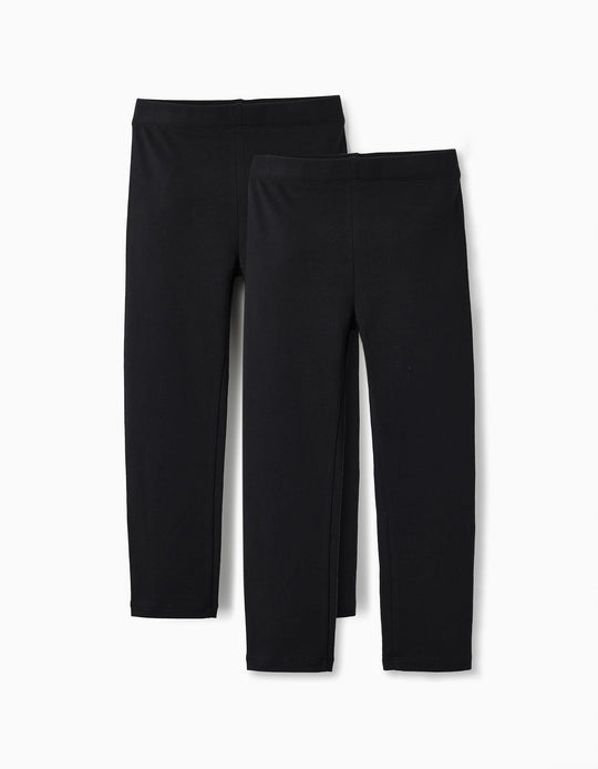 PACK OF 2 PAIRS OF LEGGINGS FOR GIRLS BLACK