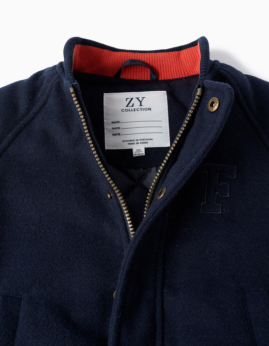 سترة بومبر مبطنة للأولاد باللون الأزرق الداكن