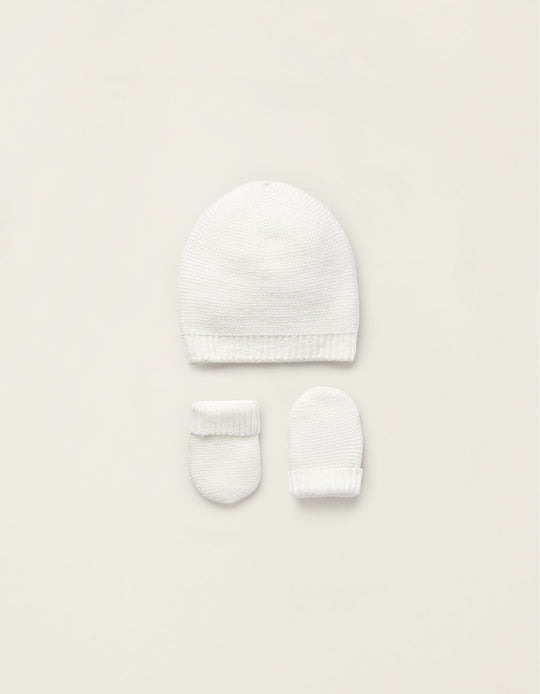 Pack Beanie + Mittens for Newborns, White