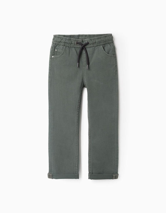 بنطلون تويل باللون الأخضر الزعتر