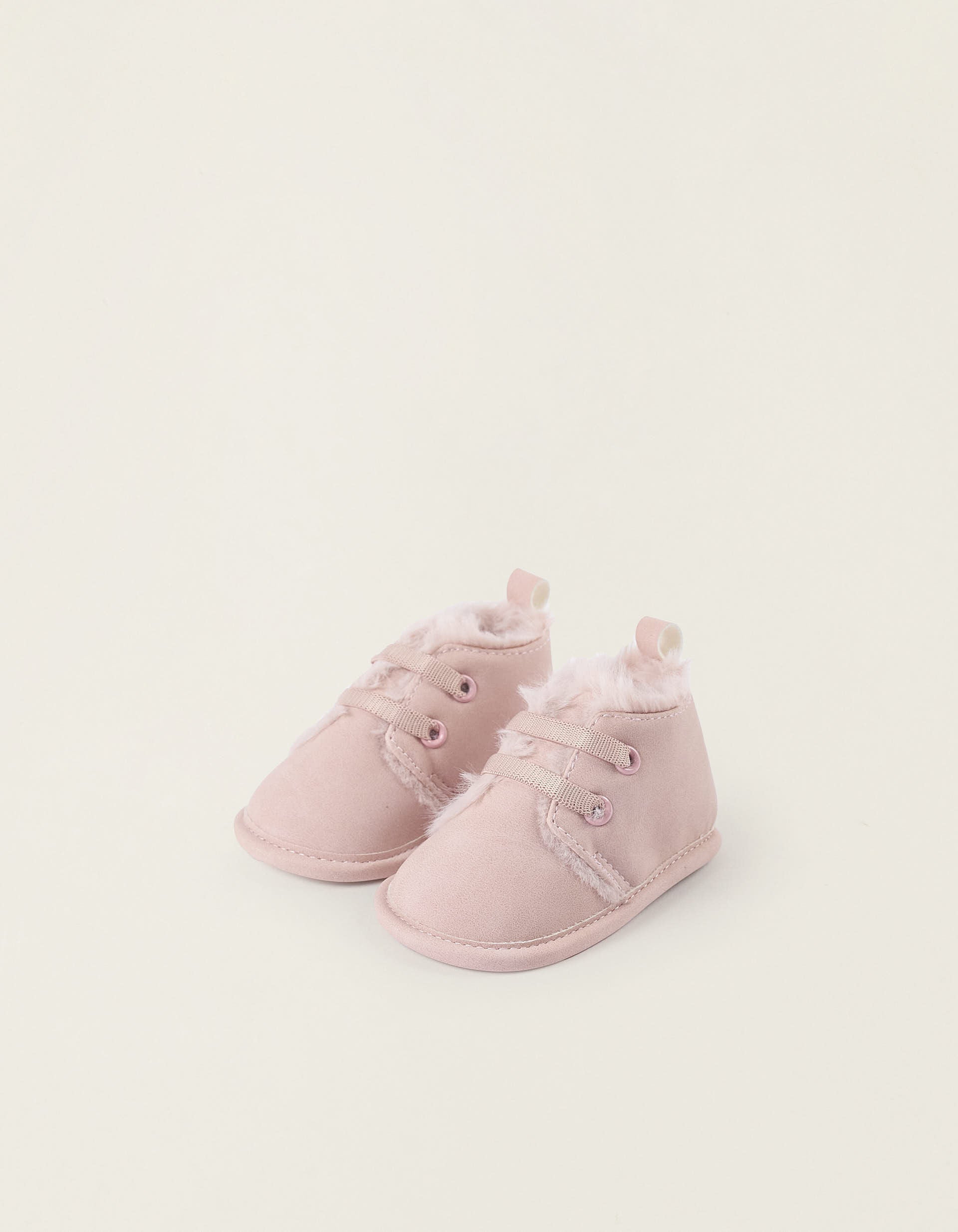 Suedette Boots with Faux Fur Lining for Newborn Girls Pink | Saudi Arabia