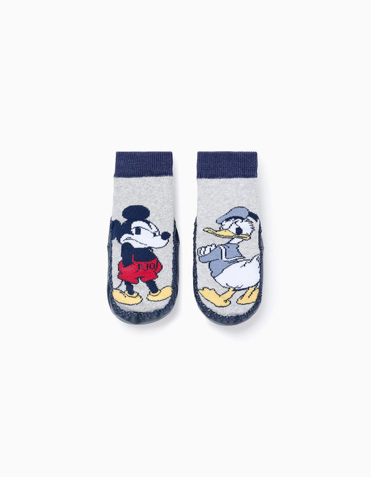 Socks-Slippers for Baby Boys 'Mickey & Donald', Blue/Grey