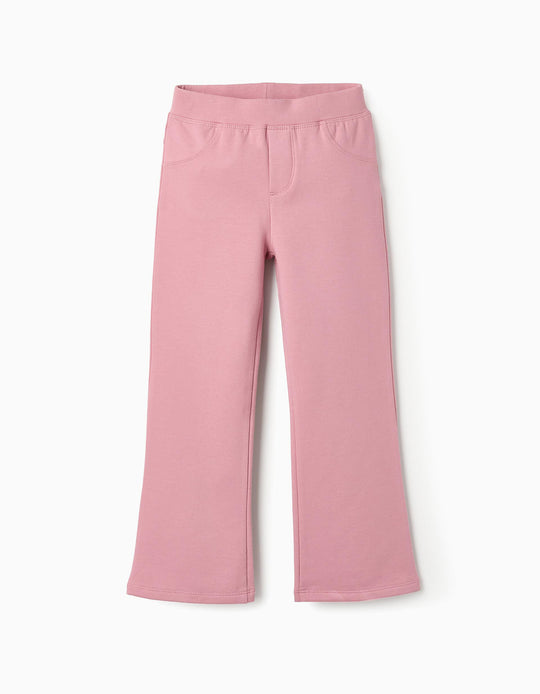 جينز بنمط الجيغنغس واسع للبنات باللون الوردي