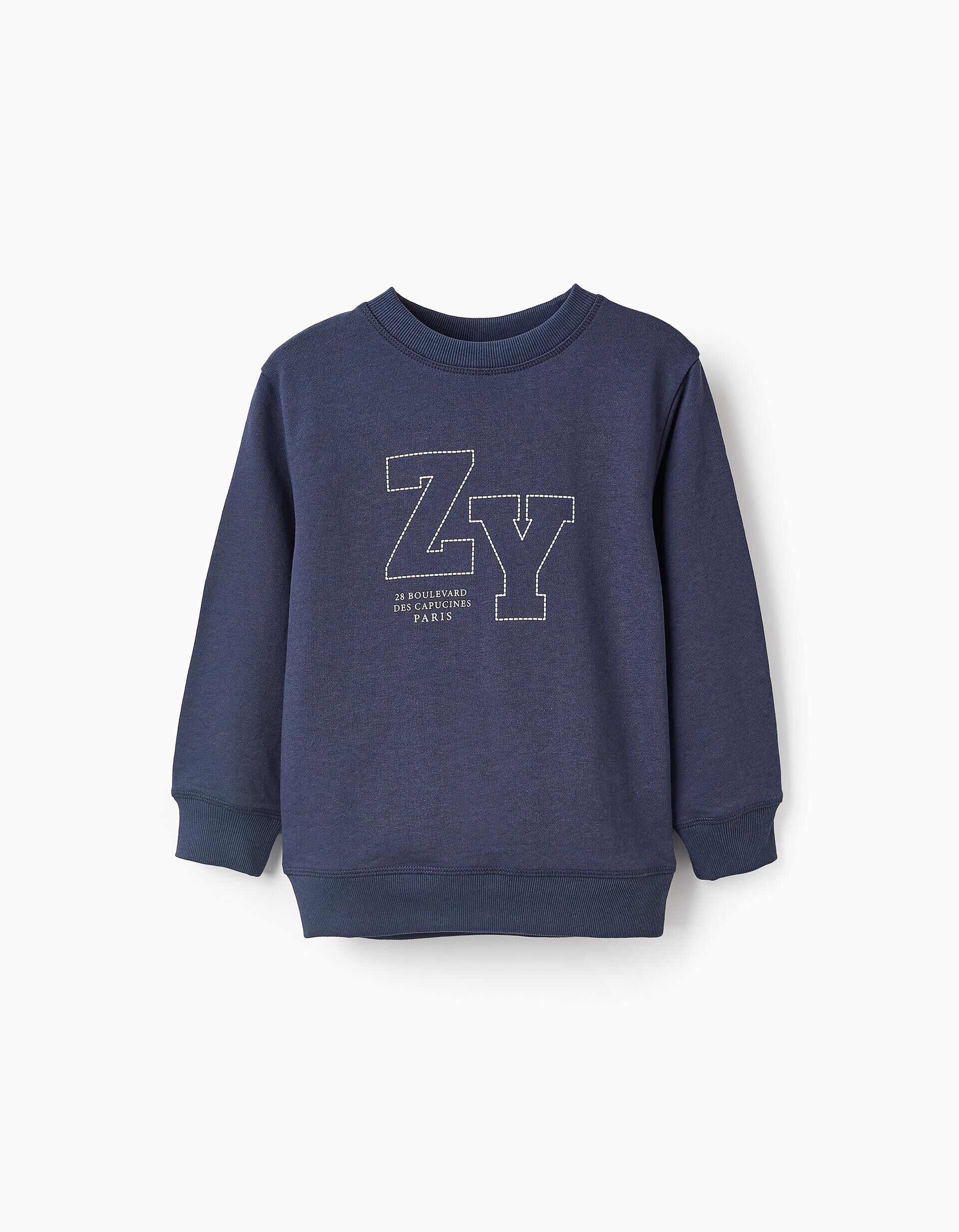 Printed Sweatshirt for Boys 'ZY Paris', Dark Blue | Saudi Arabia