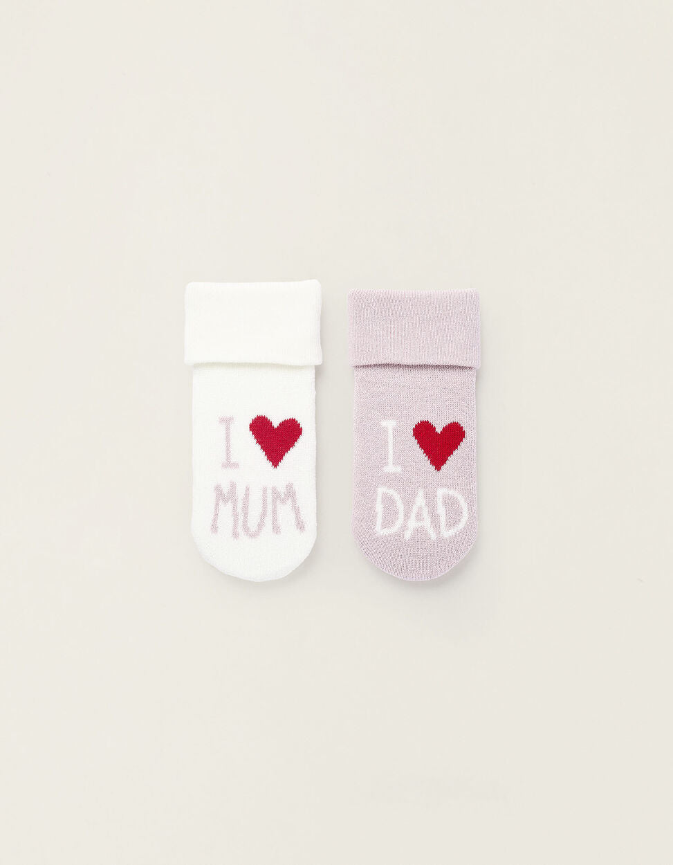 Pack of 2 Pairs of Thick Socks for Newborns and Babies, White/Pink | La vie en Rose | KSA
