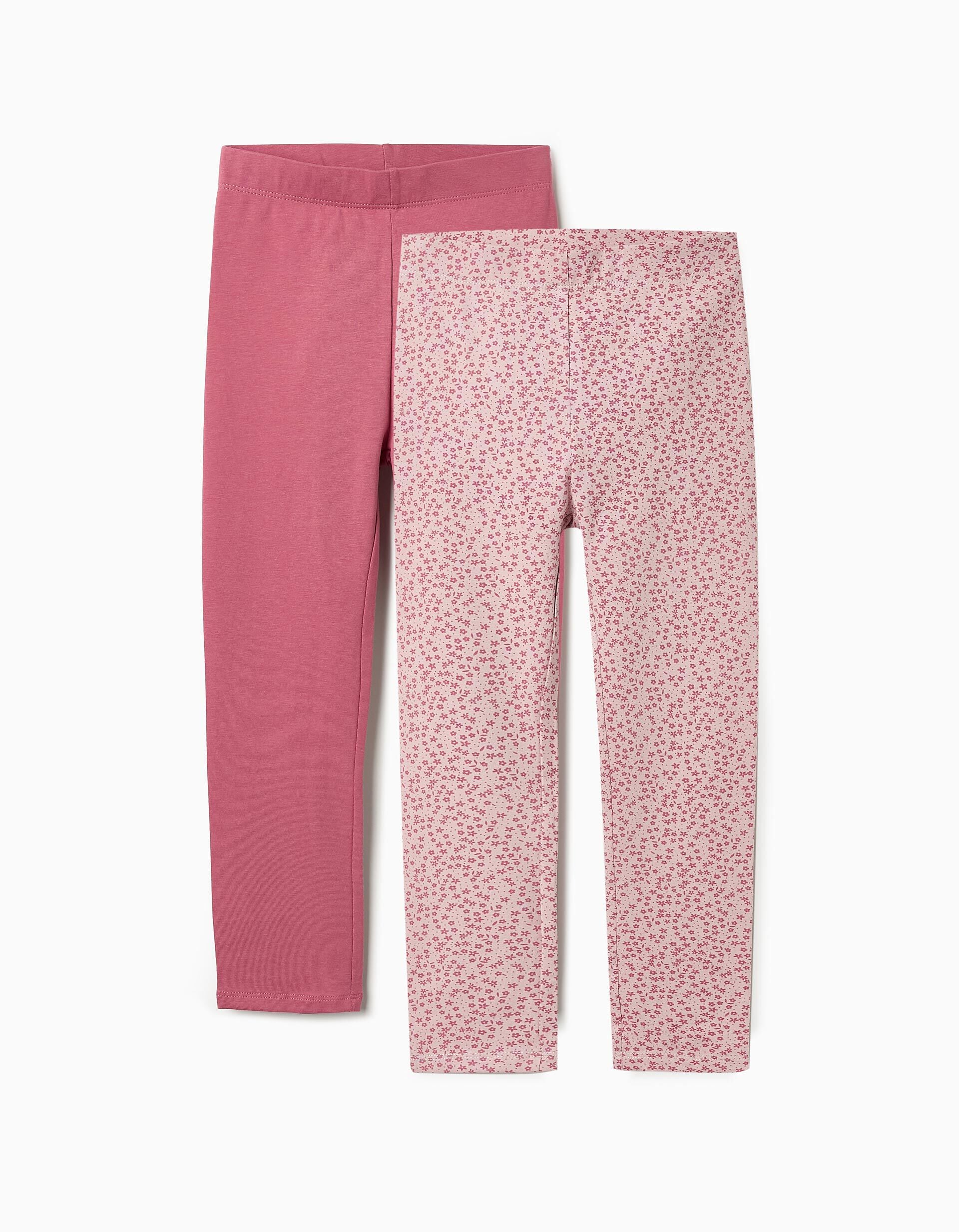 Pack 2 Leggings for Girls 'Floral' Dark/Light Pink | Saudi Arabia