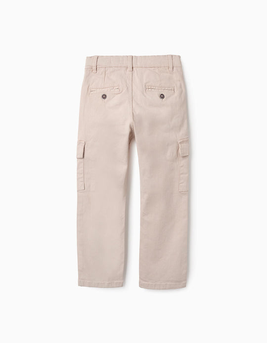 Trousers with Jersey Lining for Baby Boys, Beige