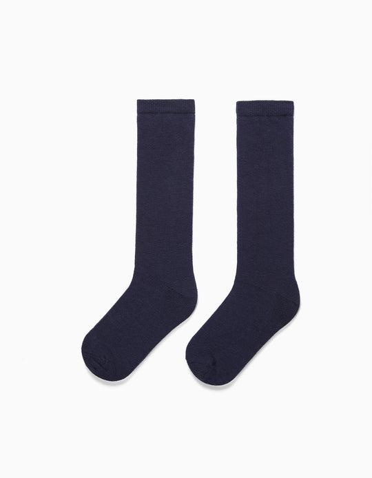 2 KNEE-HIGH SOCKS FOR CHILDREN, DARK BLUE