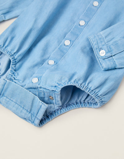 Baby Onesie Blue Cotton Denim